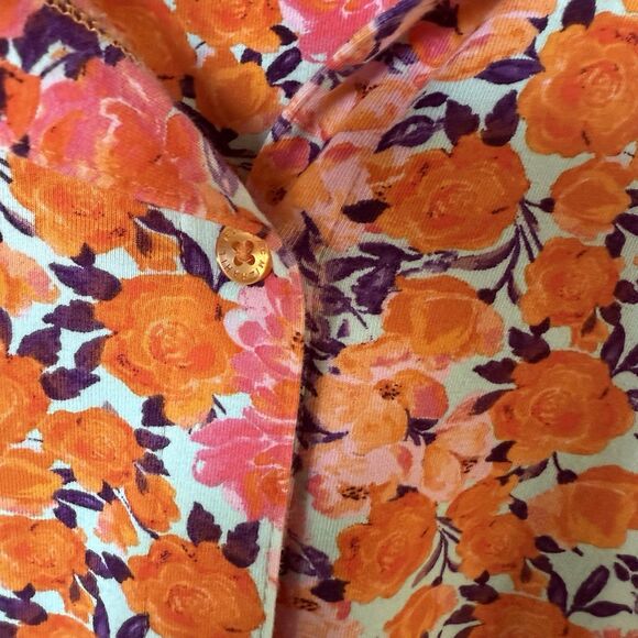 Isaac Mizrahi Live XL Floral Button Front Blouse Long Sleeve Cotton Spandex Top - Picture 5 of 8